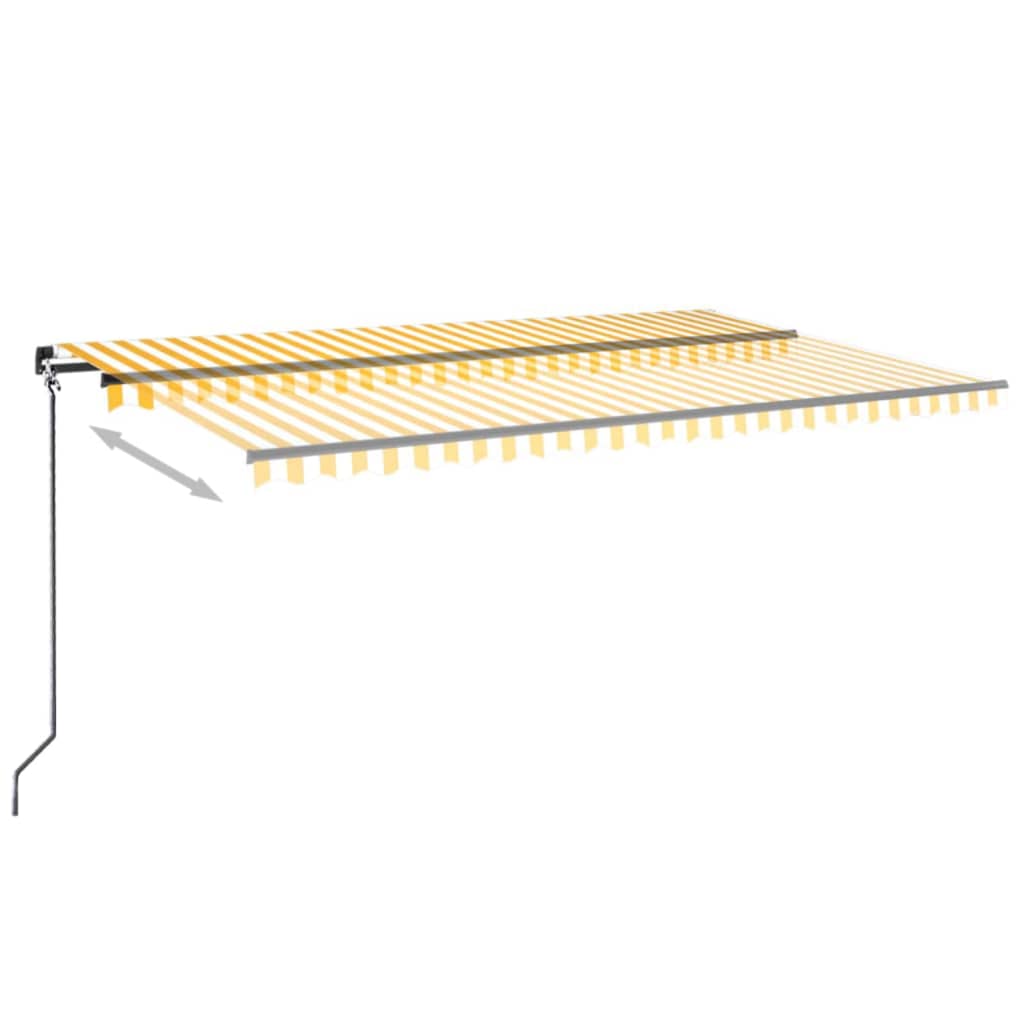 markise m. LED-lys 500x300 cm manuel betjening gul og hvid