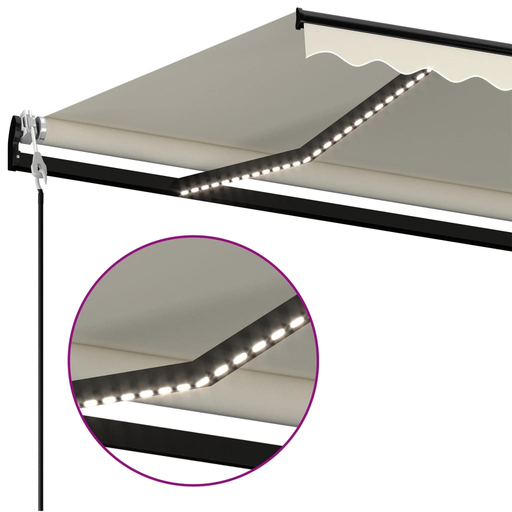 markise m. LED + vindsensor 400x350 cm automatisk creme