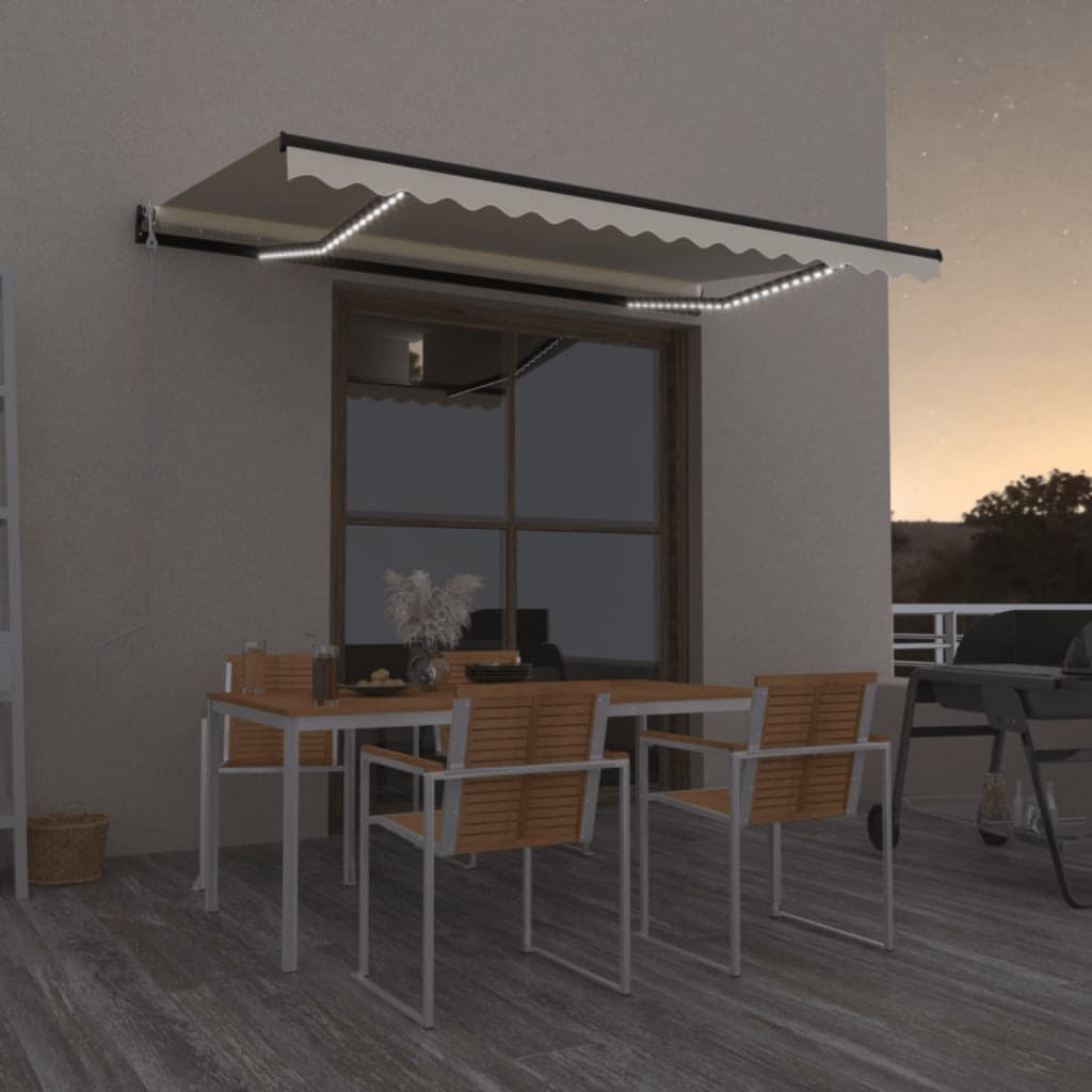 markise m. LED + vindsensor 400x350 cm automatisk creme