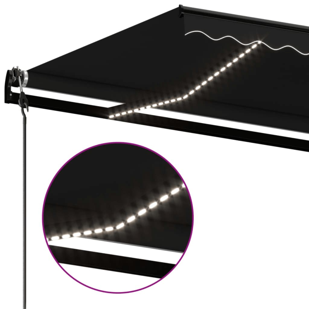 markise m. LED + vindsensor 400x350 cm automatisk antracit