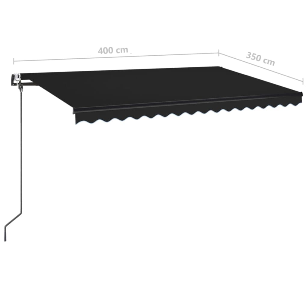 markise m. LED + vindsensor 400x350 cm automatisk antracit