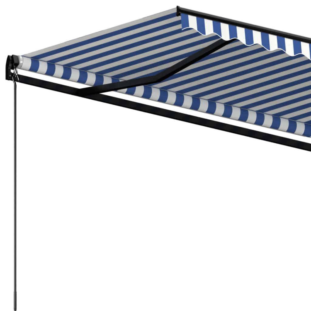 markise 450x350 cm manuel betjening blå og hvid