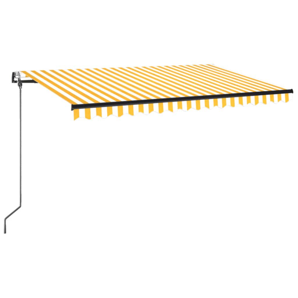 markise m. LED + vindsensor 450x350 cm automatisk gul og hvid