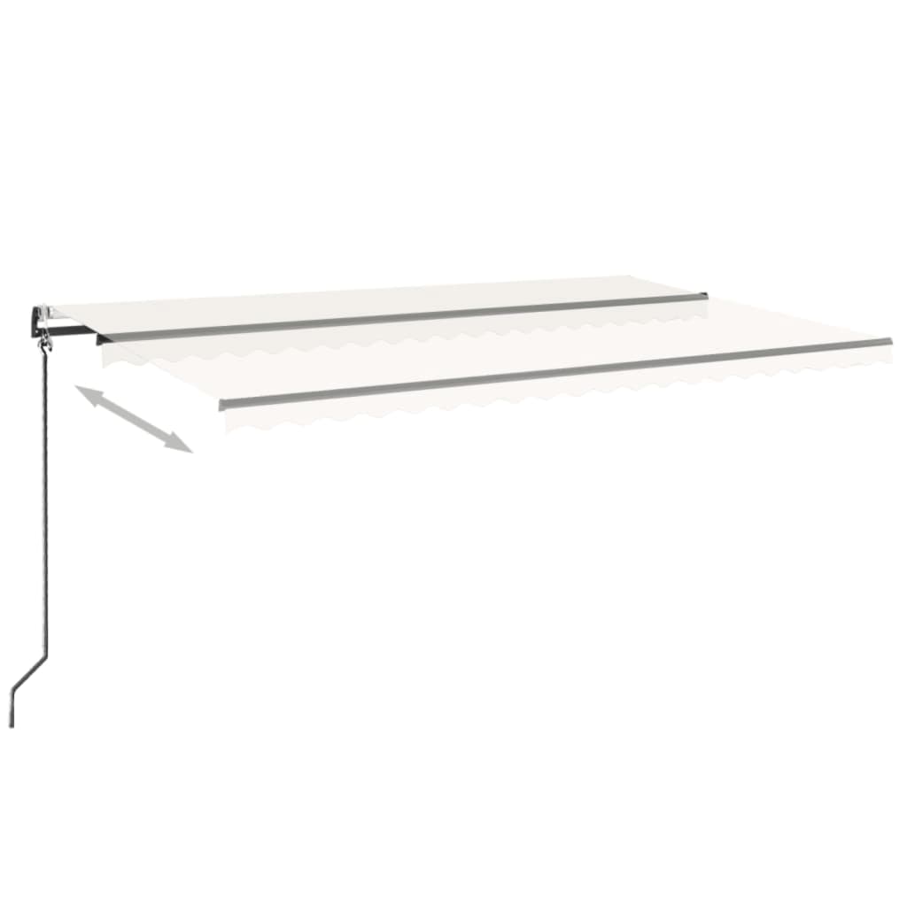 markise m. LED + vindsensor 500x350 cm automatisk cremefarvet
