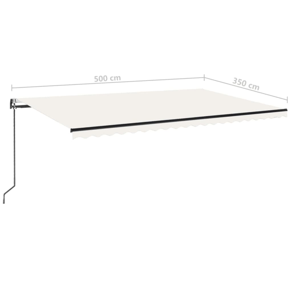 markise m. LED + vindsensor 500x350 cm automatisk cremefarvet