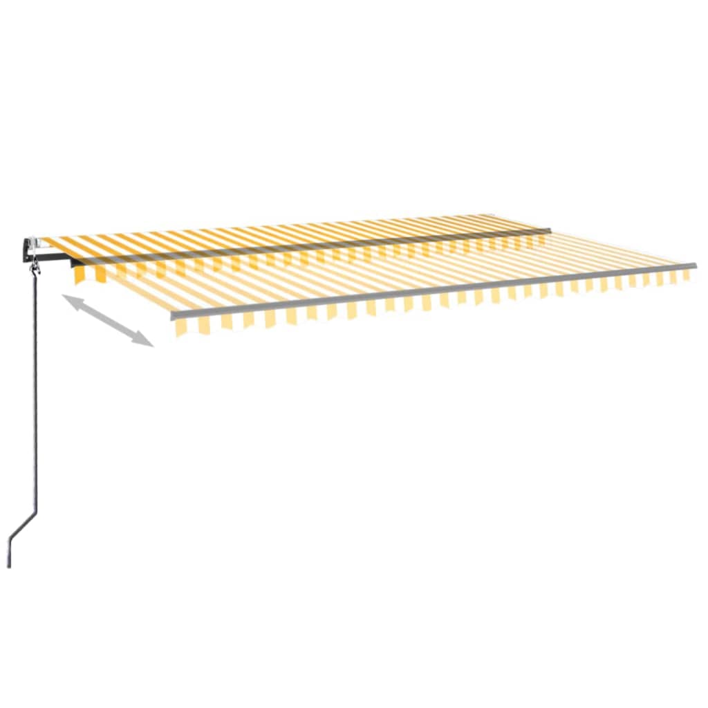 markise m. LED + vindsensor 500x350 cm automatisk gul og hvid