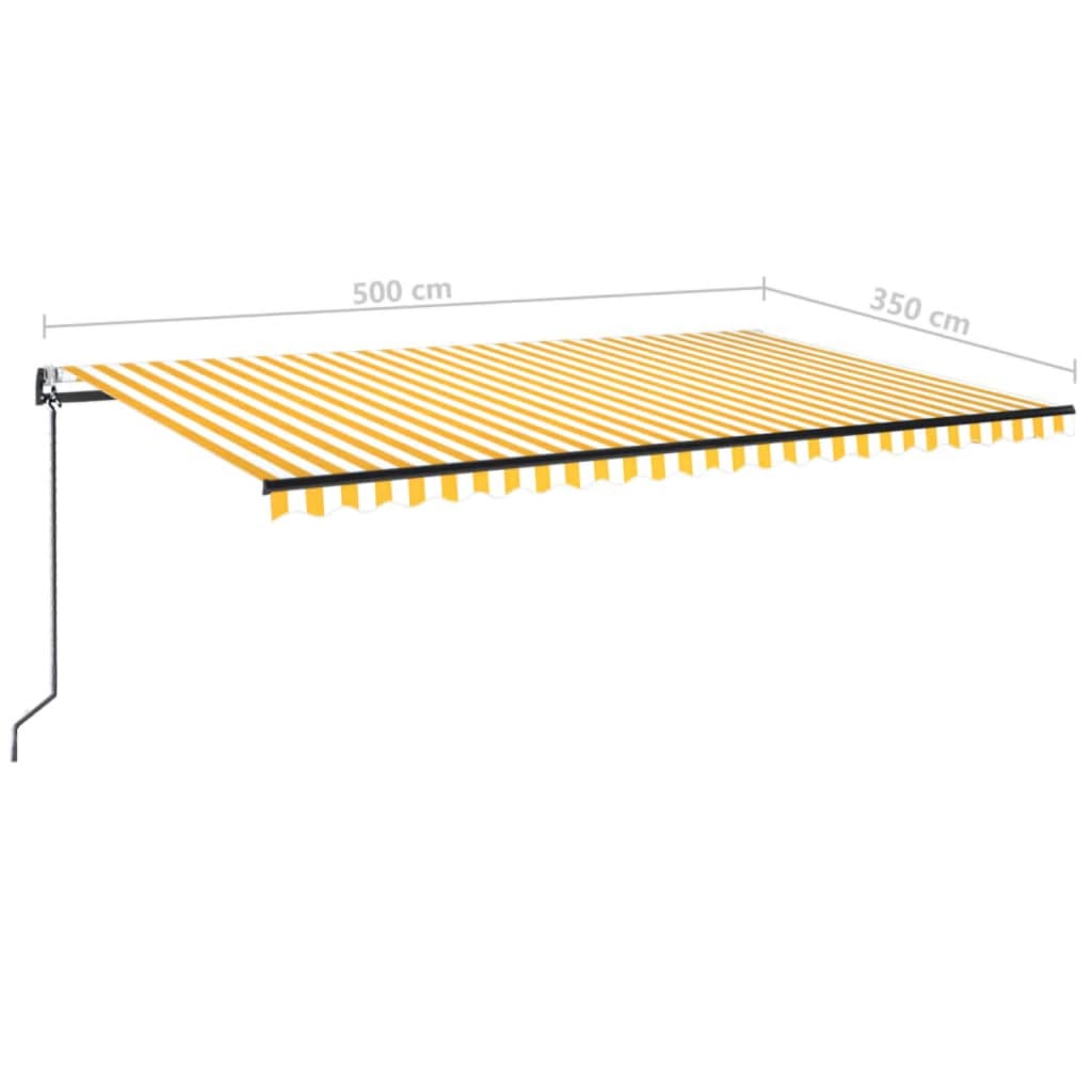 markise m. LED + vindsensor 500x350 cm automatisk gul og hvid