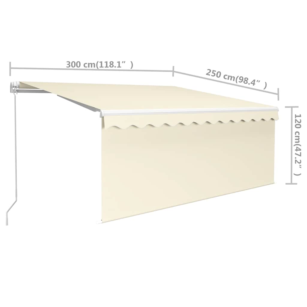markise m. gardin 3x2,5 m manuel betjening cremefarvet