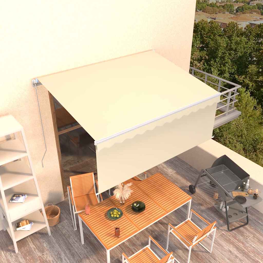 markise m. gardin 3x2,5 m manuel betjening cremefarvet