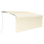 markise m. gardin + LED 3x2,5 m manuel betjening cremefarvet