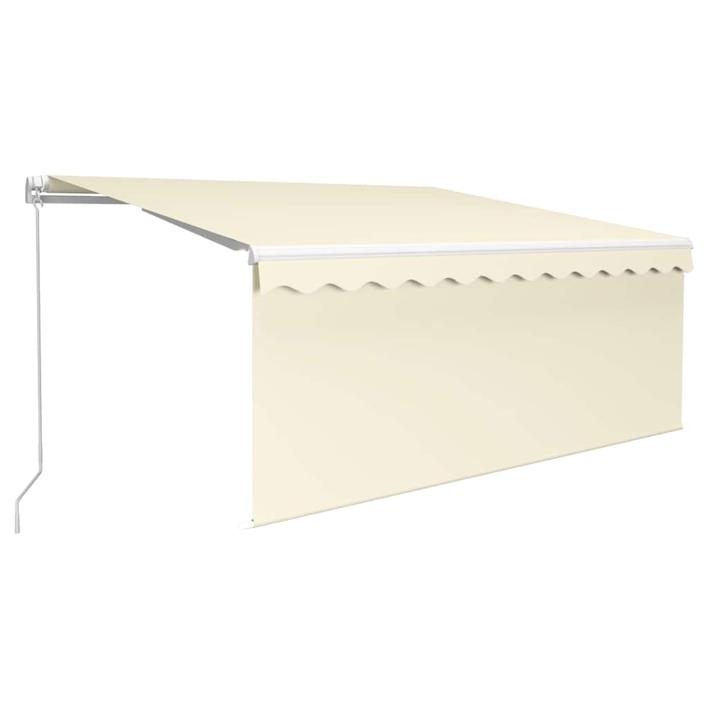 markise m. gardin + LED 3x2,5 m manuel betjening cremefarvet