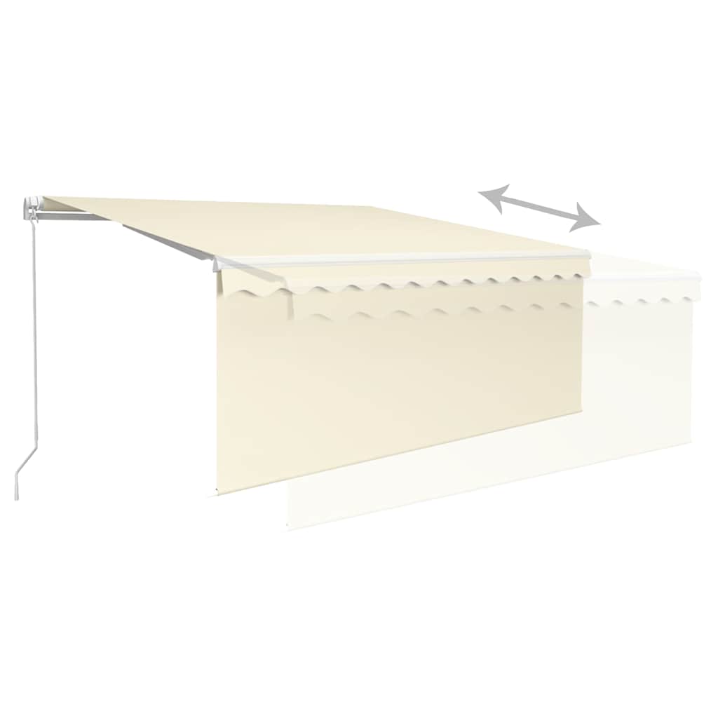 markise m. gardin + LED 3x2,5 m manuel betjening cremefarvet