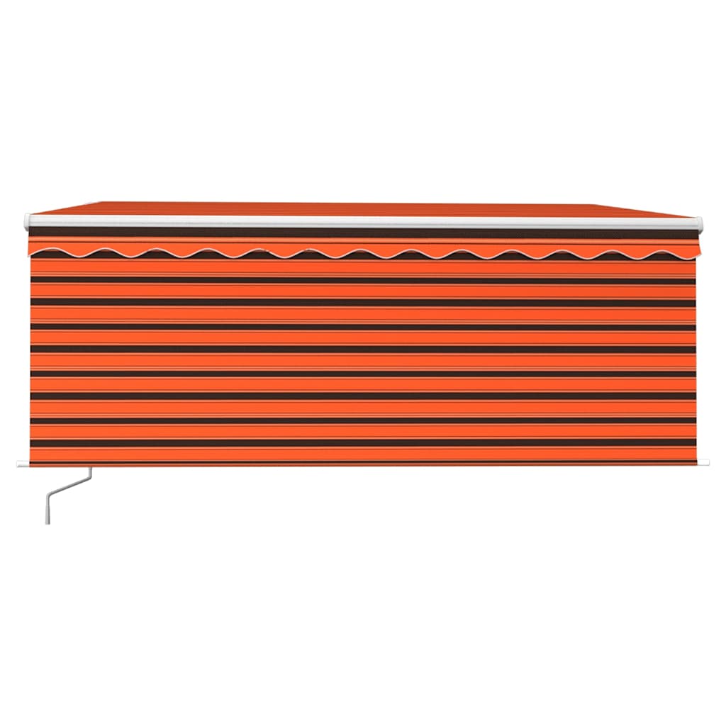 markise m. gardin + LED 3x2,5 m manuel betjening orange og brun