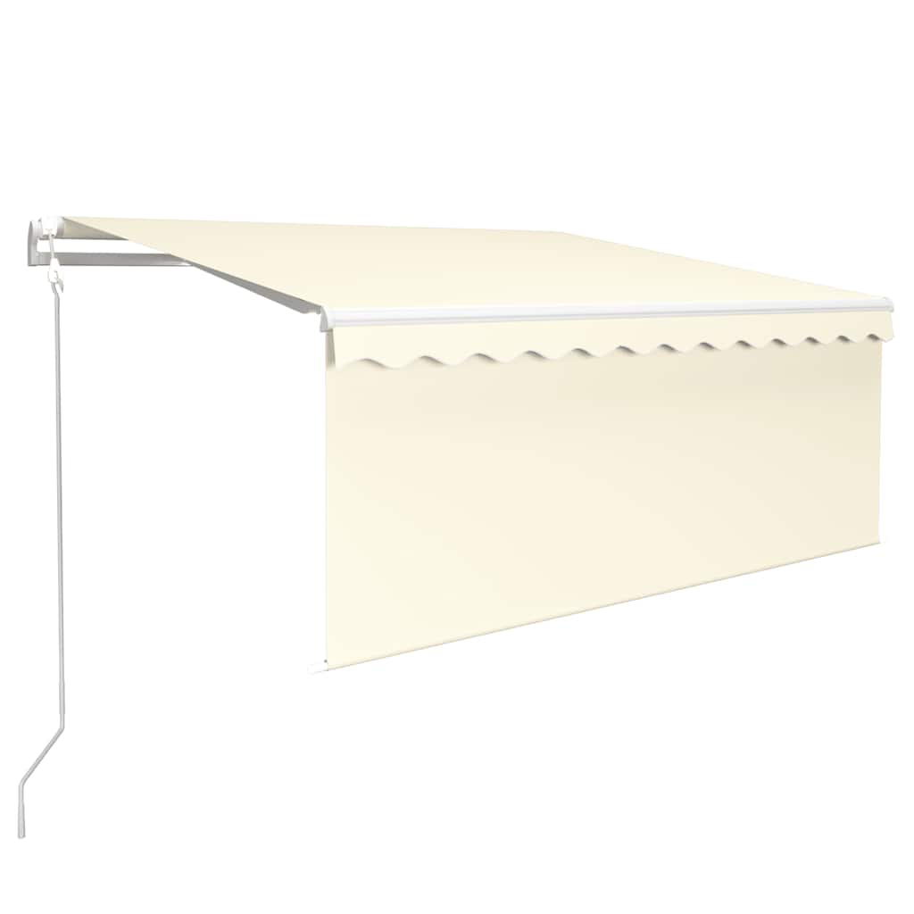 markise m. gardin+LED+vindsensor 3x2,5 m automatisk cremefarvet