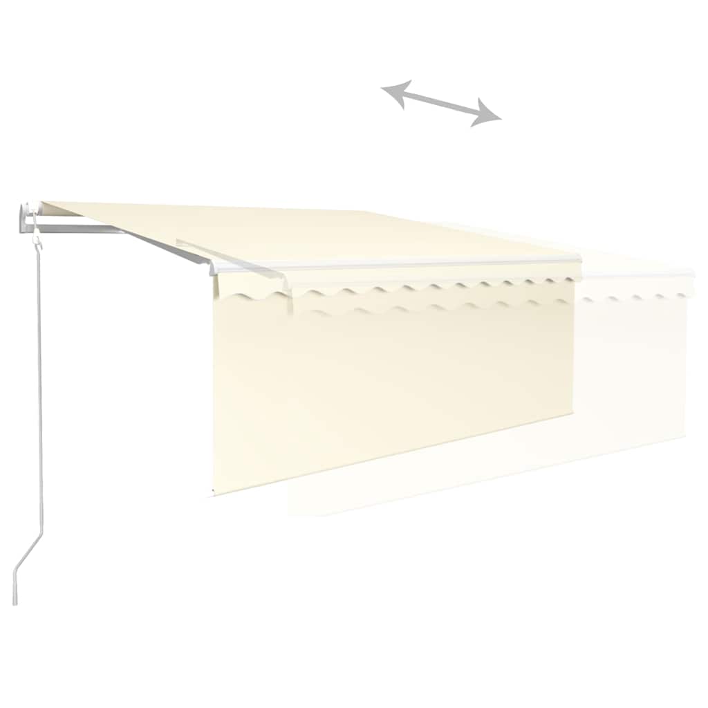 markise m. gardin+LED+vindsensor 3x2,5 m automatisk cremefarvet