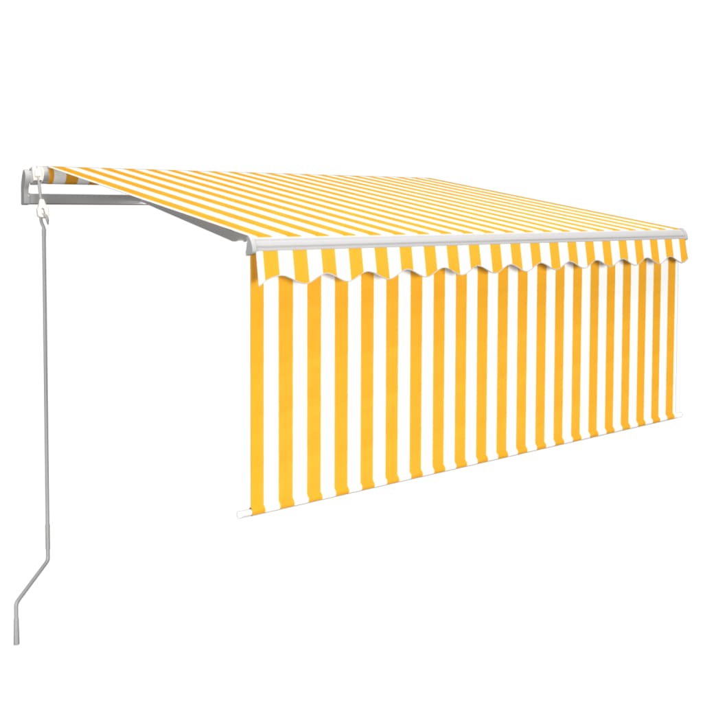 markise m. gardin+LED+vindsensor 3x2,5 m automatisk gul og hvid