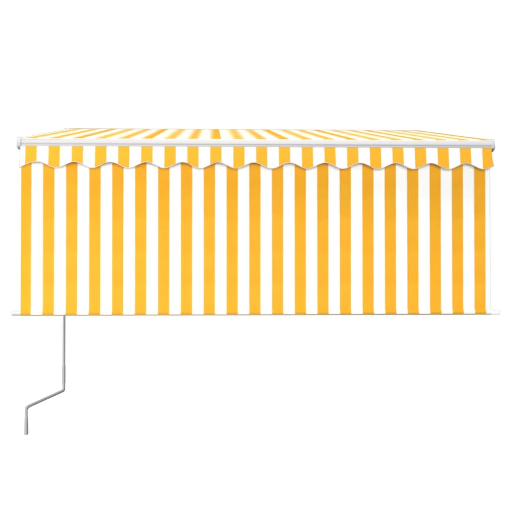 markise m. gardin+LED+vindsensor 3x2,5 m automatisk gul og hvid