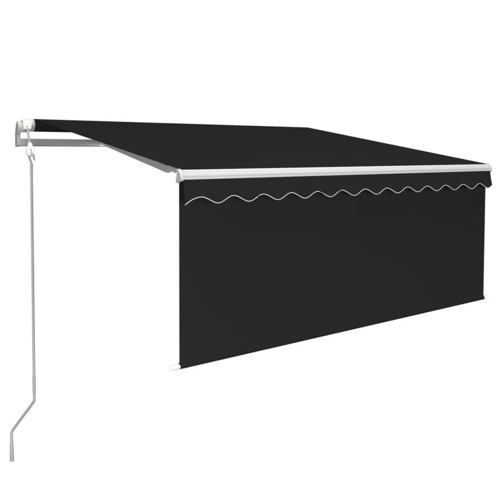 markise m. gardin+LED+vindsensor 3x2,5 m automatisk antracitgrå