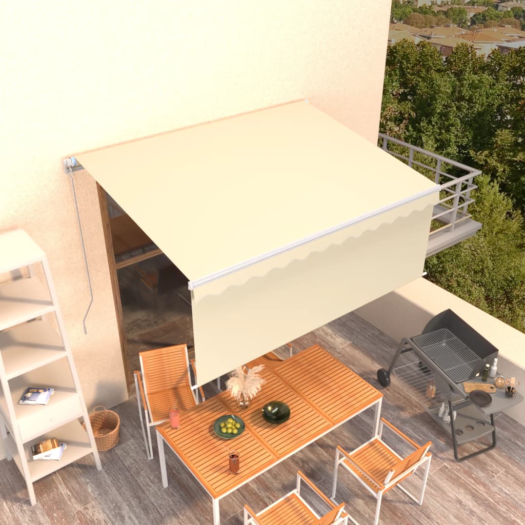 markise m. gardin 3,5x2,5 m manuel betjening cremefarvet