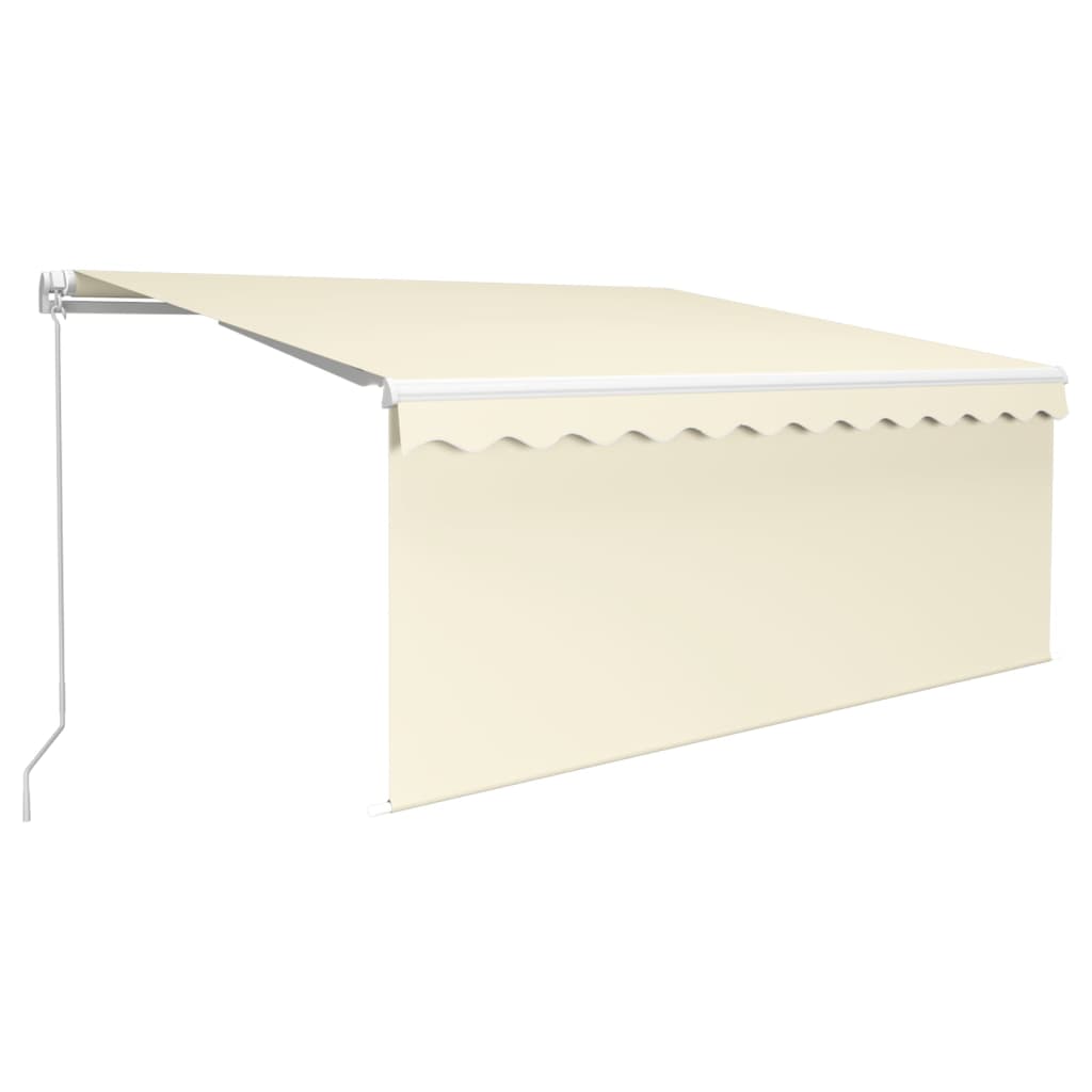 markise m. gardin + LED 3,5x2,5 m manuel betjening cremefarvet