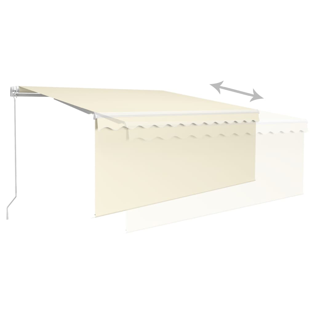 markise m. gardin + LED 3,5x2,5 m manuel betjening cremefarvet