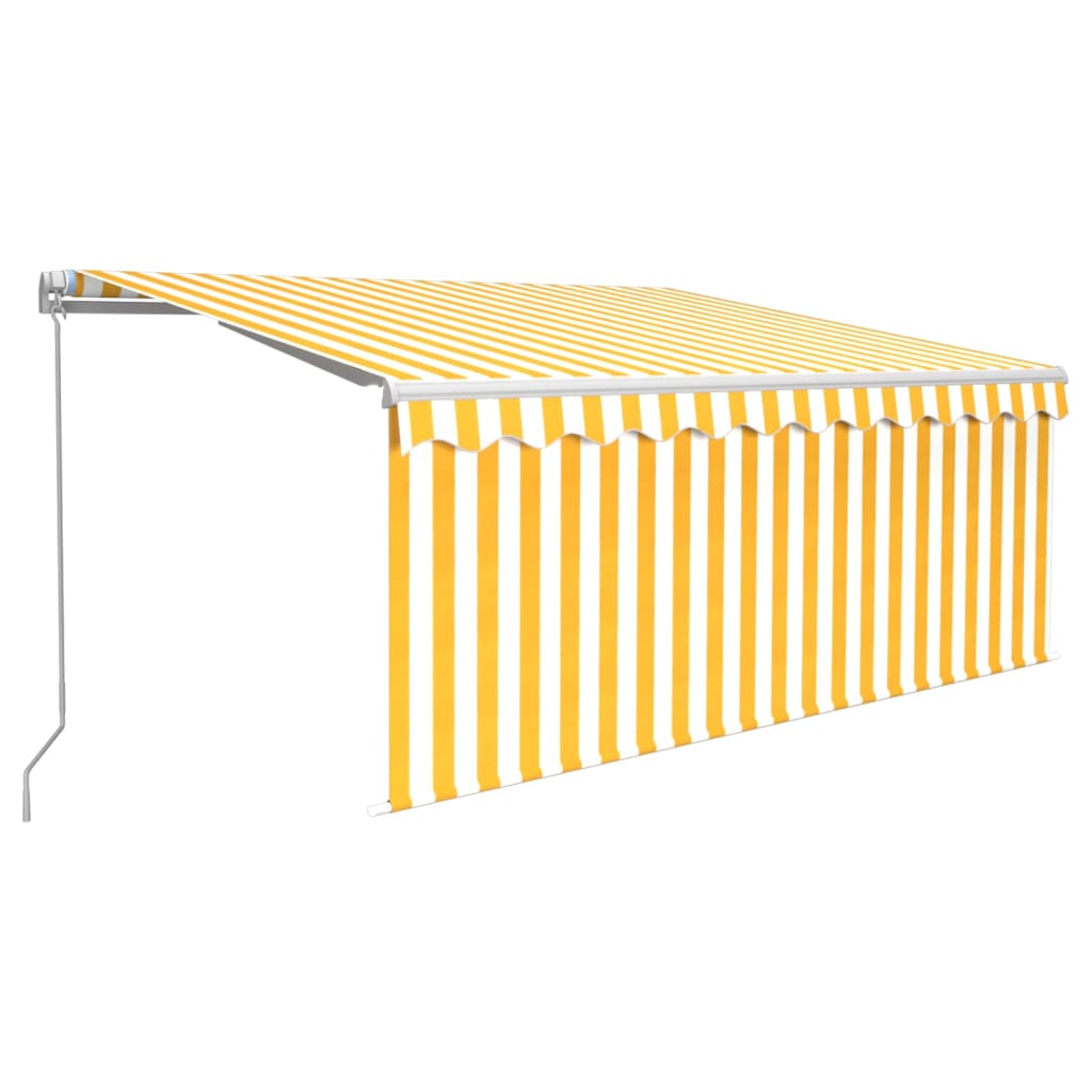 markise m. gardin 3,5x2,5 m manuel betjening gul og hvid
