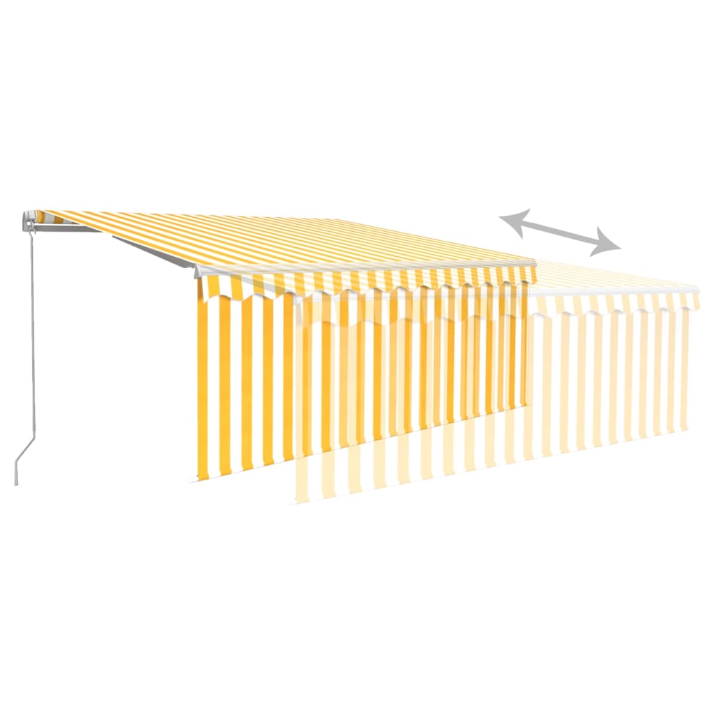 markise m. gardin 3,5x2,5 m manuel betjening gul og hvid