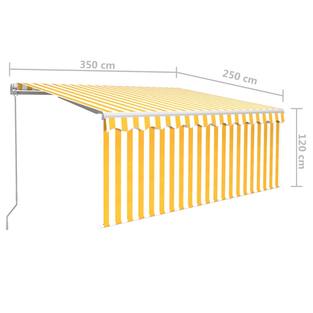 markise m. gardin 3,5x2,5 m manuel betjening gul og hvid
