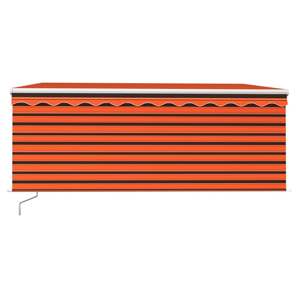 markise m. gardin + LED 3,5x2,5 m manuel betjening orange/brun