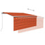markise m. gardin + LED 3,5x2,5 m manuel betjening orange/brun