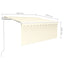 markise m. gardin 3,5x2,5 m automatisk betjening cremefarvet