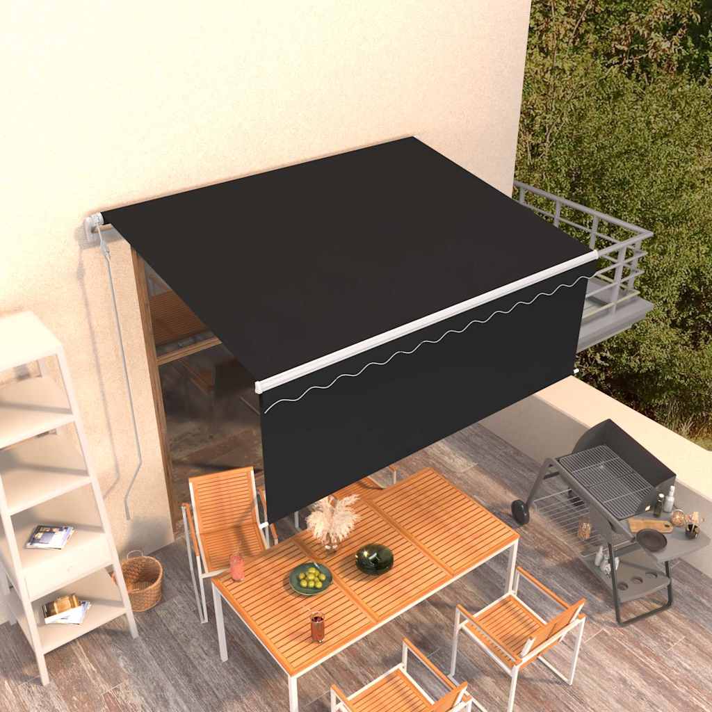 markise m. rullegardin 3,5x2,5 m automatisk betjening antracit