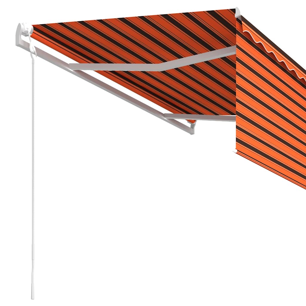 markise m. gardin 3,5x2,5 m automatisk betjening orange og brun