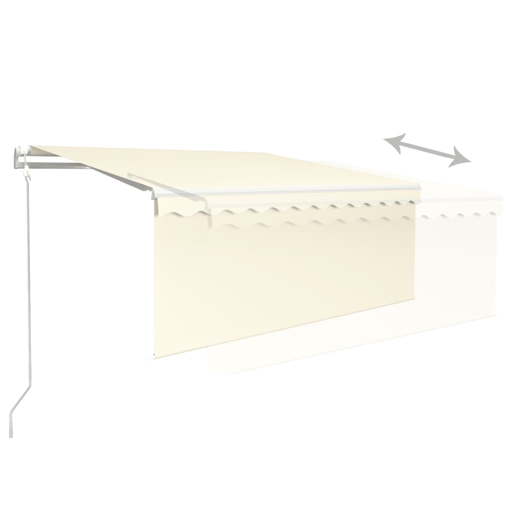markise m. gardin+LED+vindsensor 3,5x2,5 m auto cremefarvet