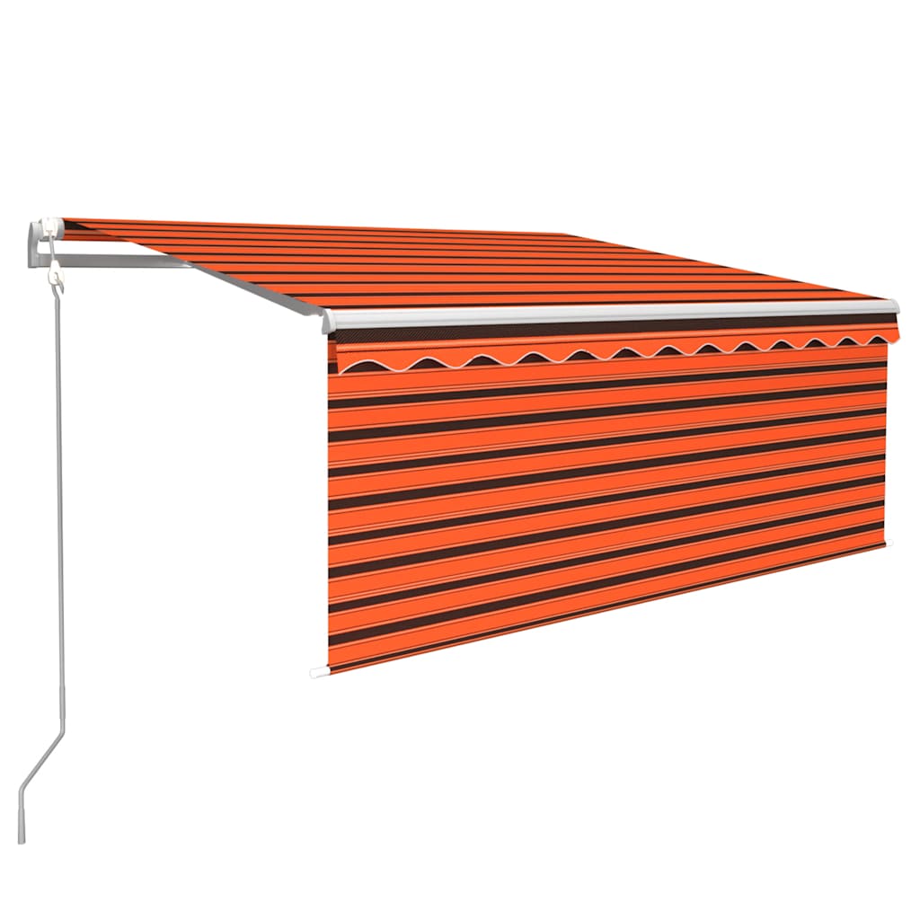 markise m. gardin+LED+vindsensor 3,5x2,5 m auto orange/brun
