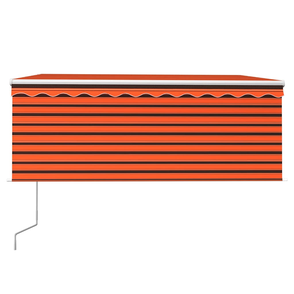 markise m. gardin+LED+vindsensor 3,5x2,5 m auto orange/brun