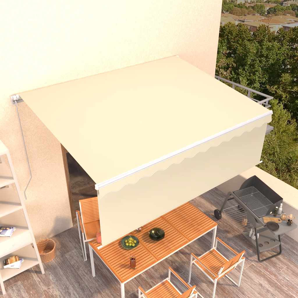 markise m. gardin 4x3 m manuel betjening cremefarvet