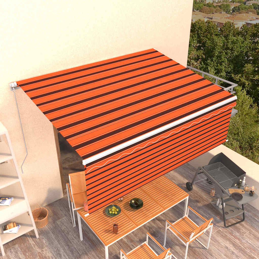 Udtrækkelig markise Orange og Brun 4 × 3 m Polyester