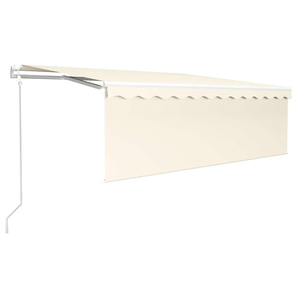 markise m. gardin+LED+vindsensor 4x3 m automatisk cremefarvet