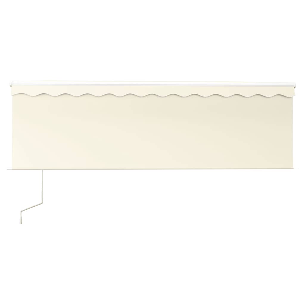 markise m. gardin+LED+vindsensor 4x3 m automatisk cremefarvet