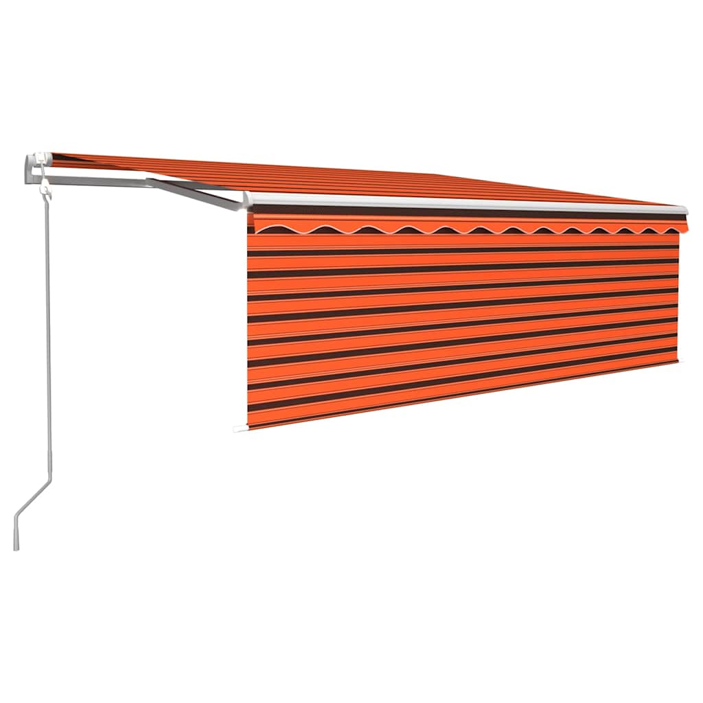 markise m. gardin+LED+vindsensor 4x3 m automatisk orange/brun