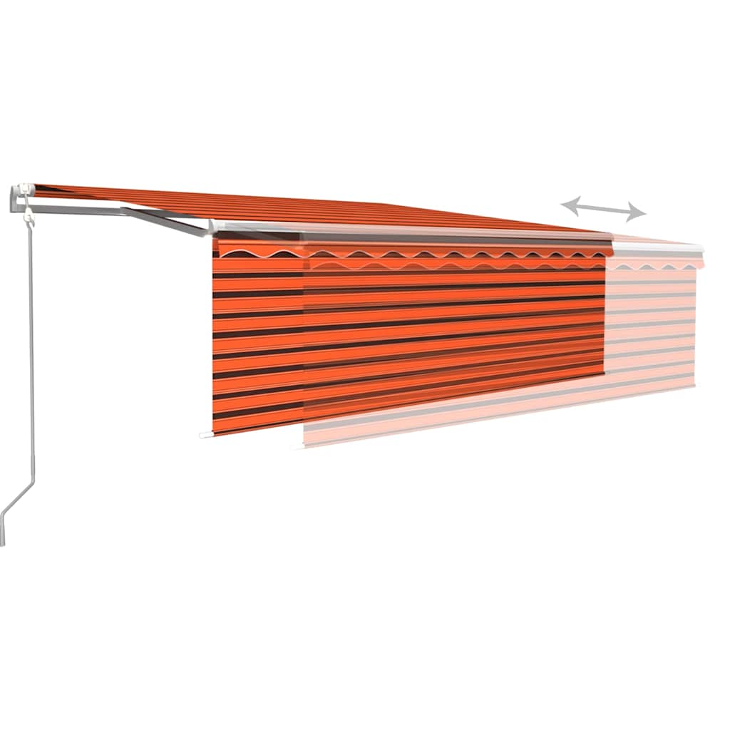 markise m. gardin+LED+vindsensor 4x3 m automatisk orange/brun