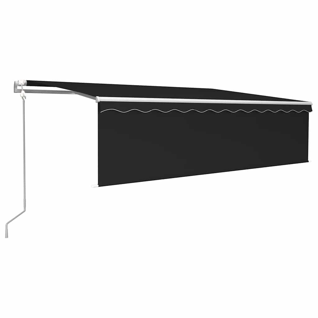 markise m. rullegardin+LED+vindsensor 5x3 m automatisk antracit