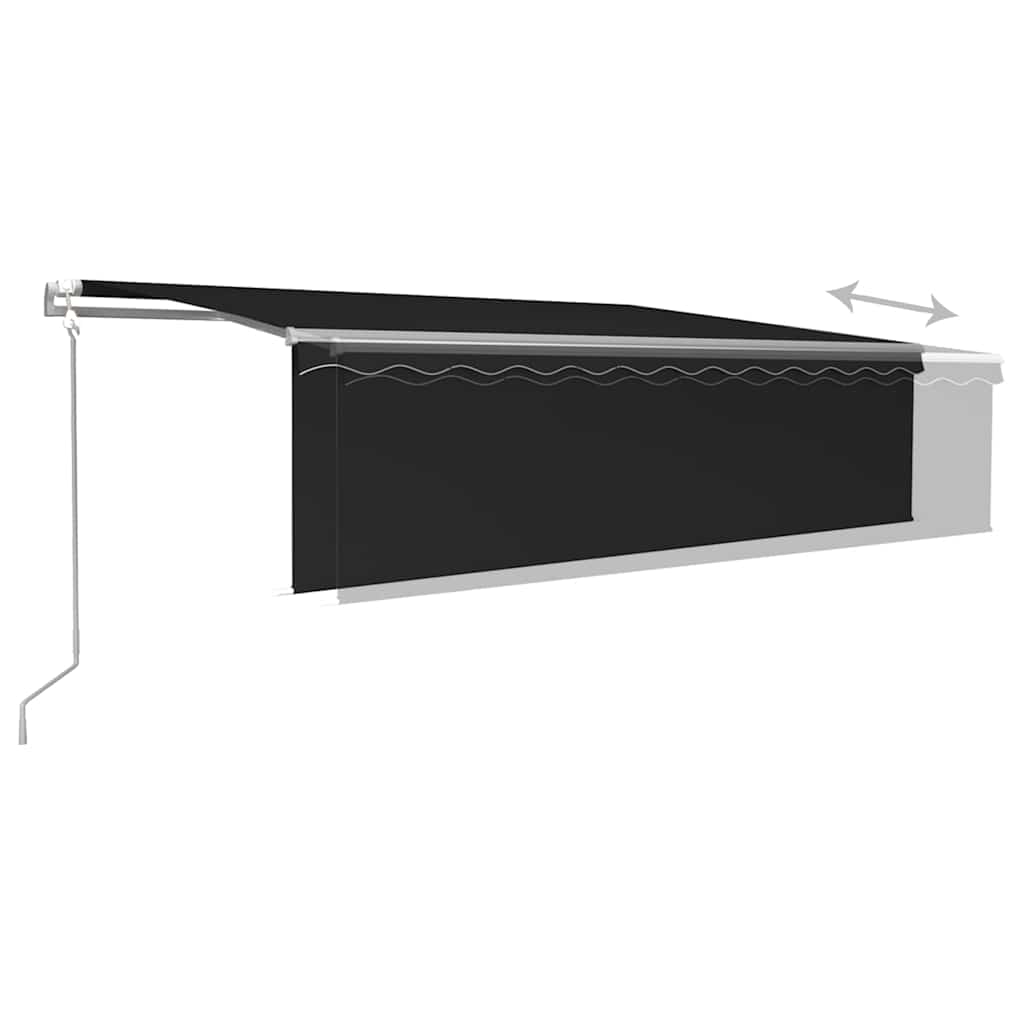 markise m. rullegardin+LED+vindsensor 5x3 m automatisk antracit