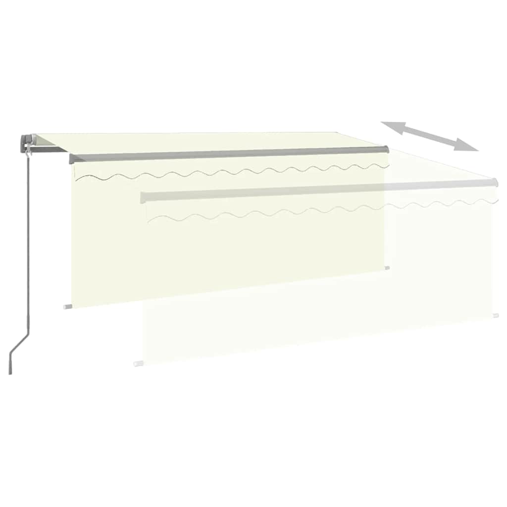 markise m. gardin + LED 3x2,5 m manuel betjening cremefarvet