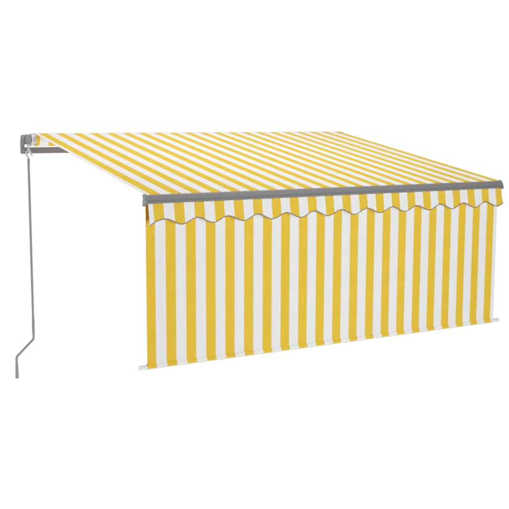 markise m. gardin + LED 3x2,5 m manuel betjening gul og hvid