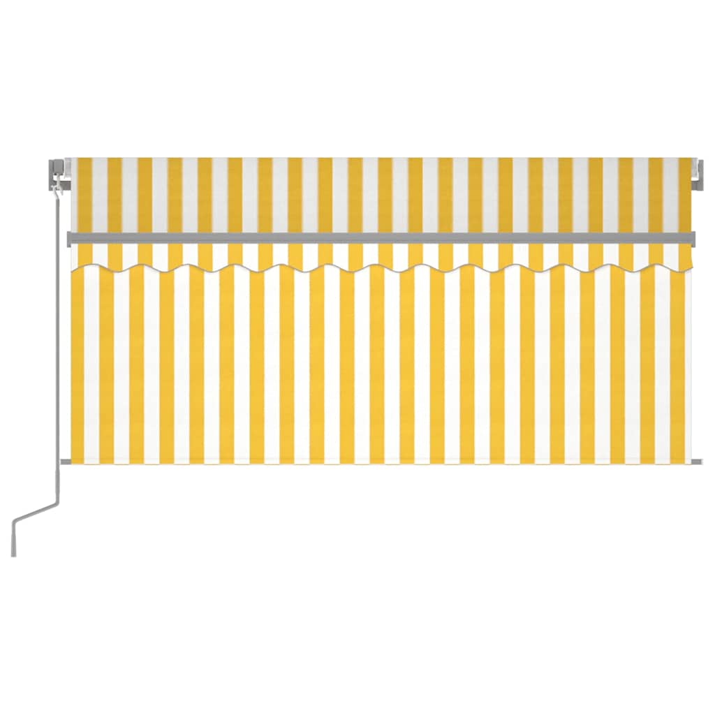 markise m. gardin + LED 3x2,5 m manuel betjening gul og hvid