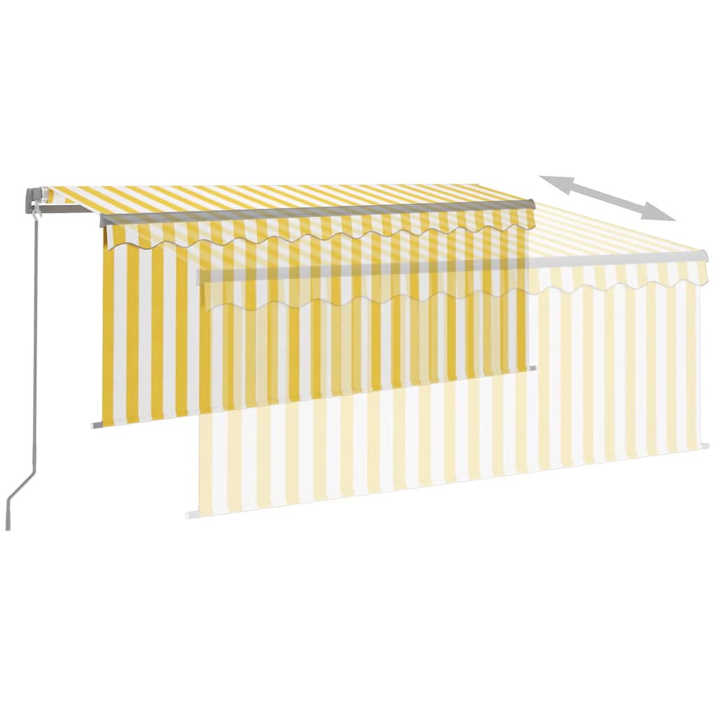 markise m. gardin + LED 3x2,5 m manuel betjening gul og hvid