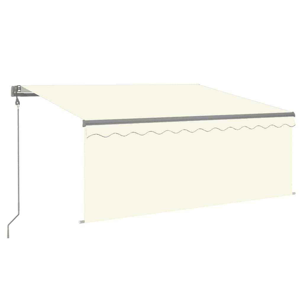 markise m. gardin+LED+vindsensor 3x2,5 m automatisk cremefarvet