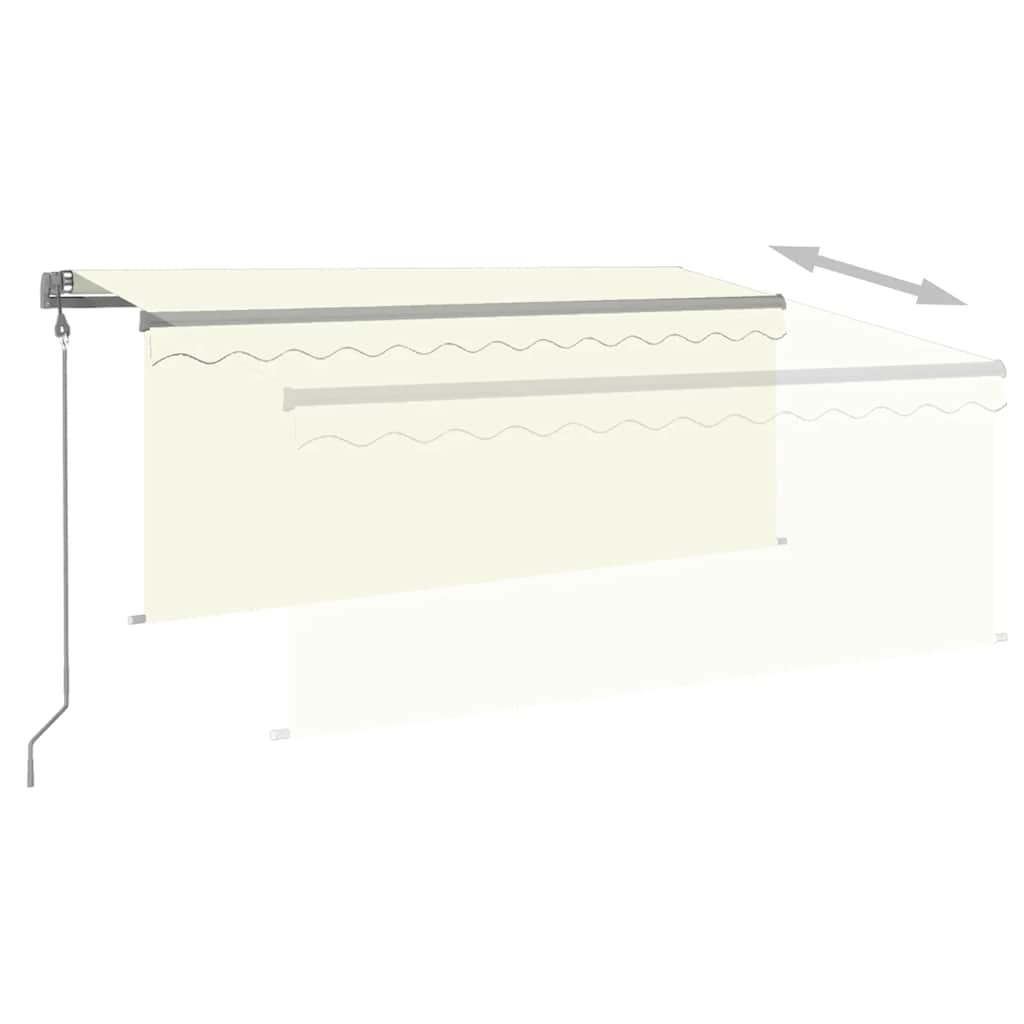 markise m. gardin+LED+vindsensor 3x2,5 m automatisk cremefarvet